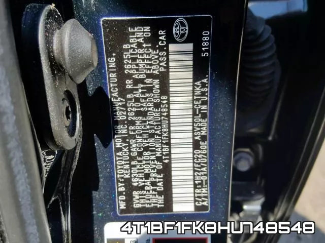 4T1BF1FK8HU748548 фото 2