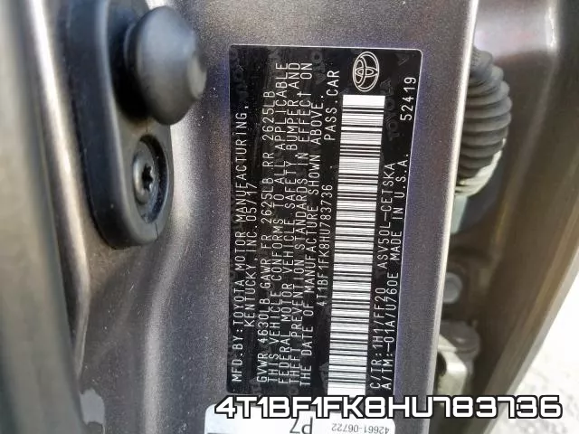 4T1BF1FK8HU783736 фото 2