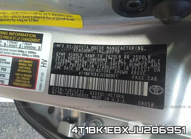 4T1BK1EBXJU286951 фото 10
