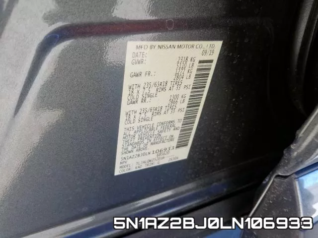 5N1AZ2BJ0LN106933 фото 2