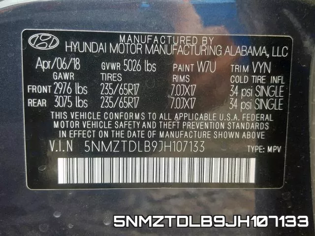 5NMZTDLB9JH107133 фото 2
