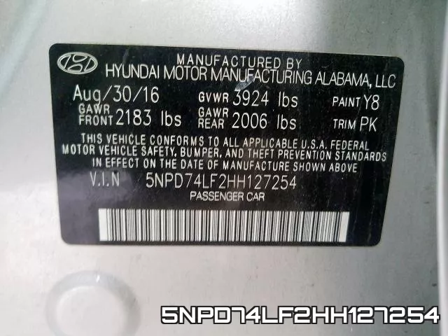 5NPD74LF2HH127254 фото 2