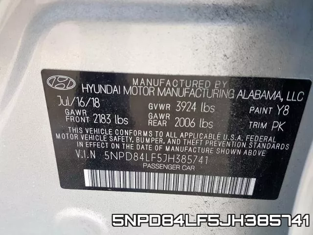 5NPD84LF5JH385741 фото 2