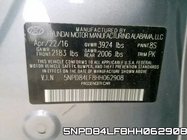 5NPD84LF8HH062908 фото 2