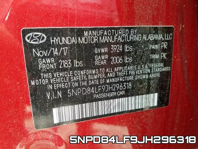 5NPD84LF9JH296318 фото 2