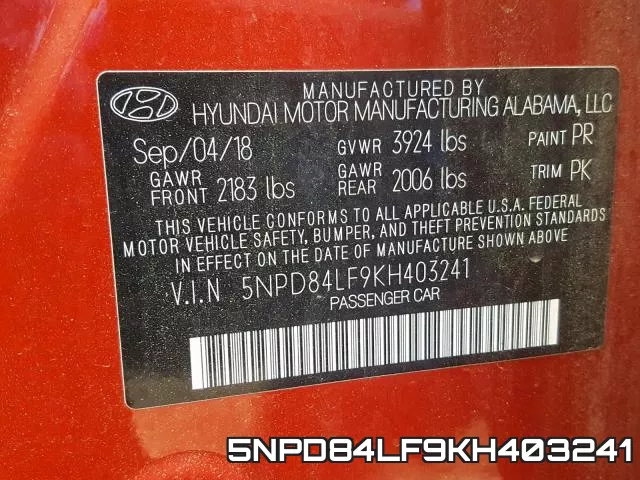 5NPD84LF9KH403241 фото 2