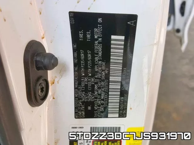5TDZZ3DC7JS931970 фото 2