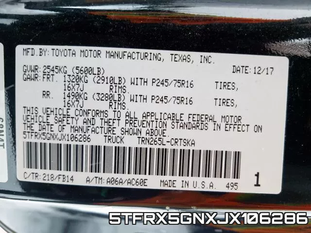 5TFRX5GNXJX106286 фото 2