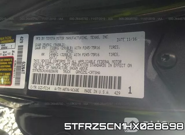 5TFRZ5CN1HX028698 фото 10