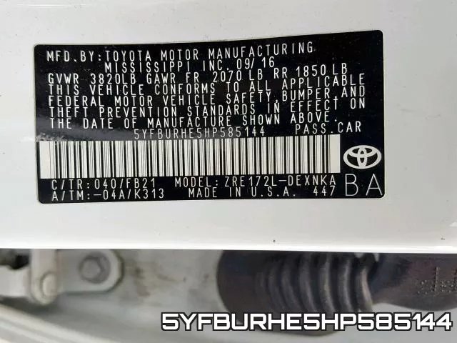 5YFBURHE5HP585144 фото 2