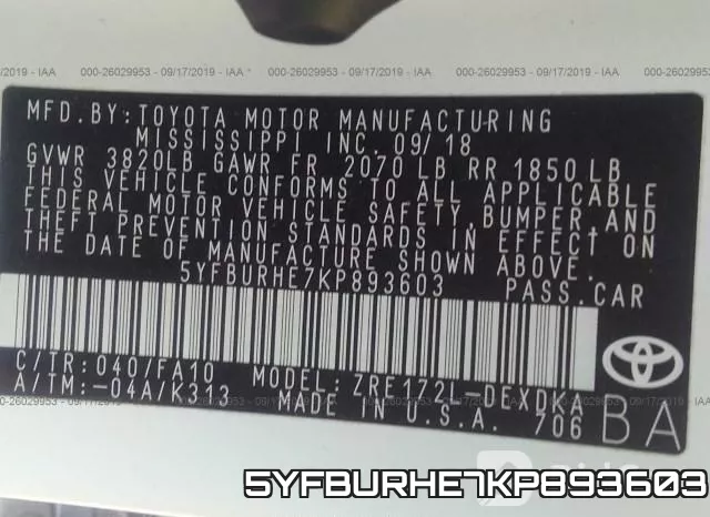 5YFBURHE7KP893603 фото 10
