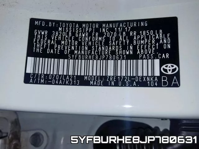 5YFBURHE8JP780631 фото 2