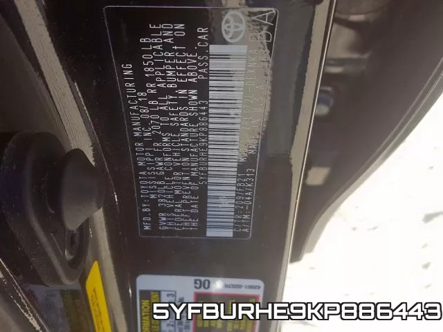 5YFBURHE9KP886443 фото 2