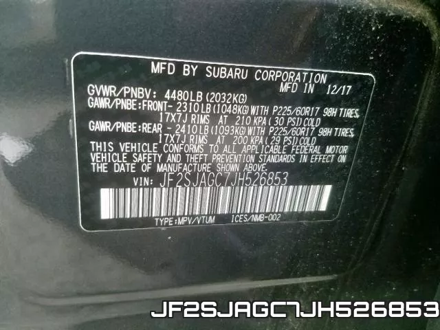 JF2SJAGC7JH526853 фото 2