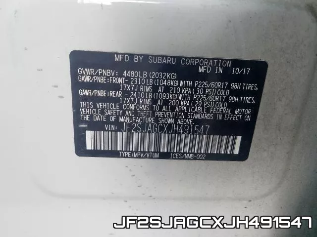 JF2SJAGCXJH491547 фото 2