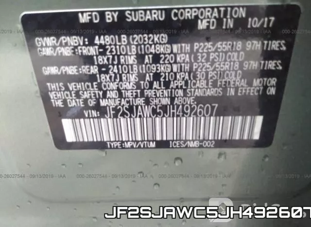 JF2SJAWC5JH492607 фото 10