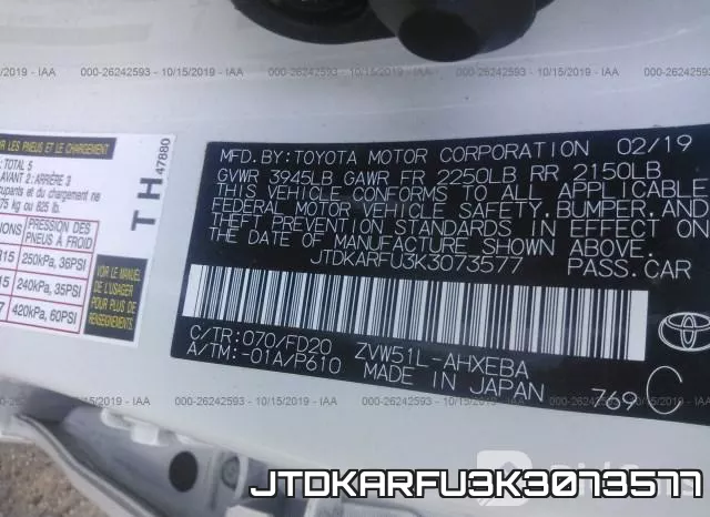 JTDKARFU3K3073577 фото 9