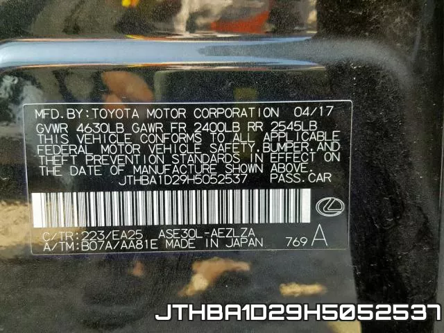 JTHBA1D29H5052537 фото 2