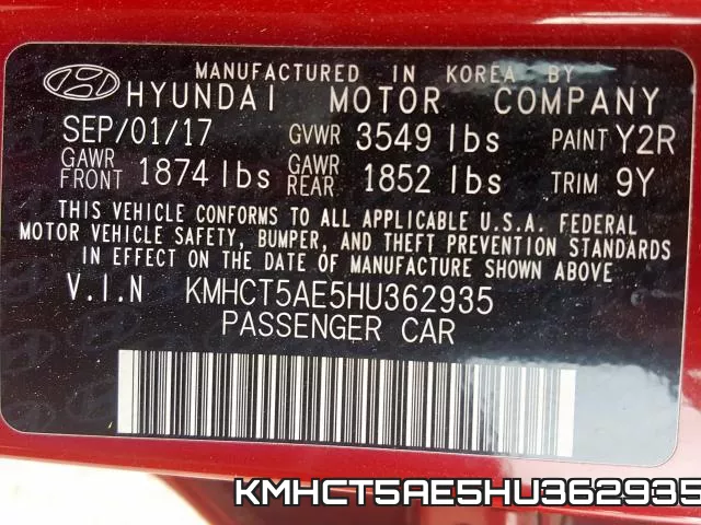 KMHCT5AE5HU362935 фото 2