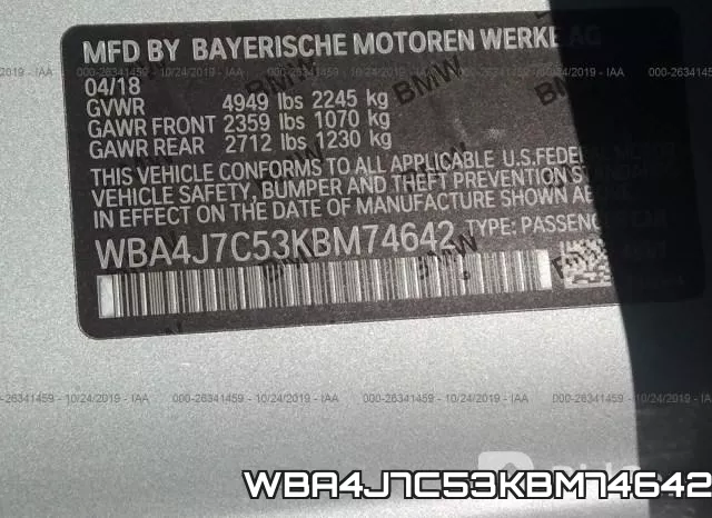 WBA4J7C53KBM74642 фото 9