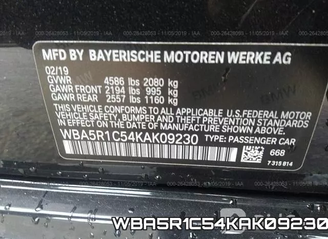 WBA5R1C54KAK09230 фото 10
