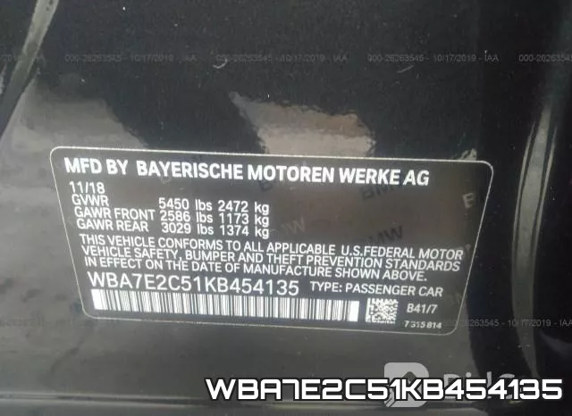 WBA7E2C51KB454135 фото 10