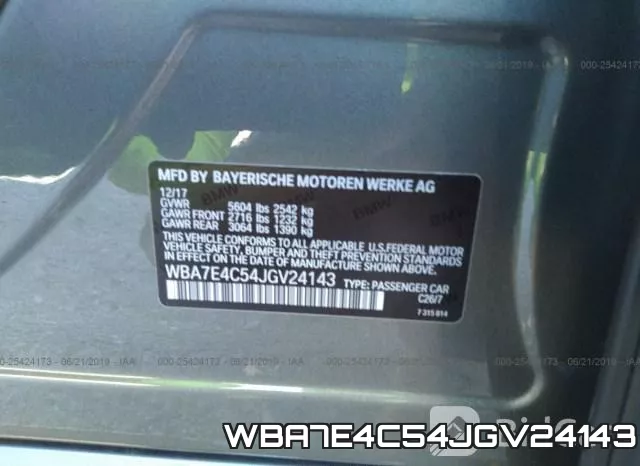 WBA7E4C54JGV24143 фото 10