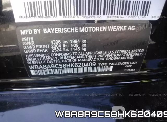 WBA8A9C58HK620409 фото 10