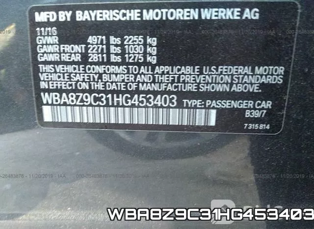 WBA8Z9C31HG453403 фото 10
