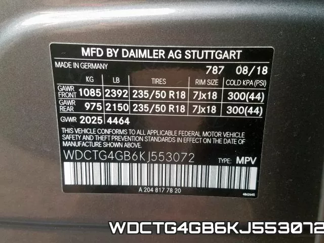 WDCTG4GB6KJ553072 фото 2