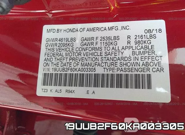 19UUB2F60KA003305 фото 10
