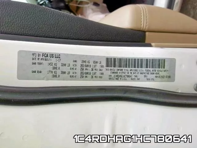 1C4RDHAG1HC780641 фото 2