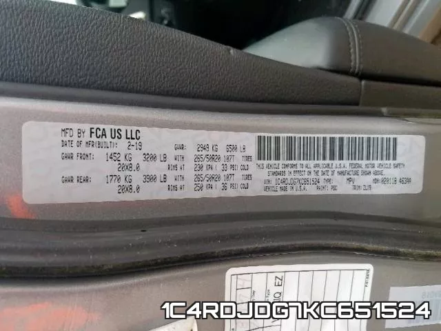 1C4RDJDG7KC651524 фото 2