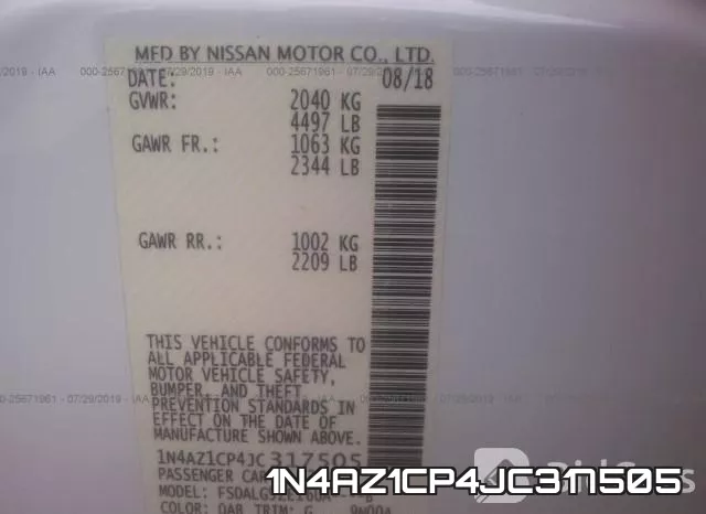 1N4AZ1CP4JC317505 фото 10