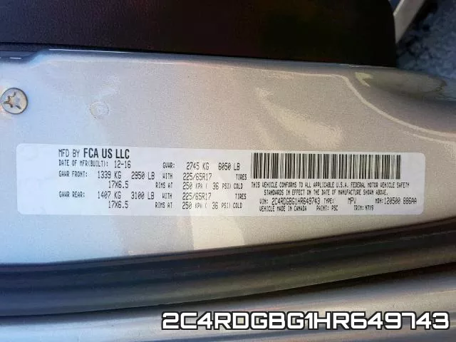 2C4RDGBG1HR649743 фото 2