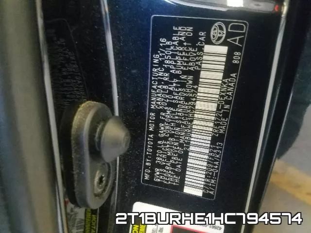 2T1BURHE1HC794574 фото 2