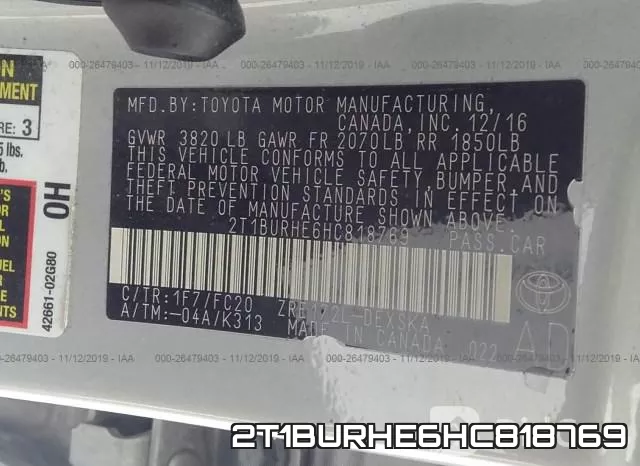 2T1BURHE6HC818769 фото 10