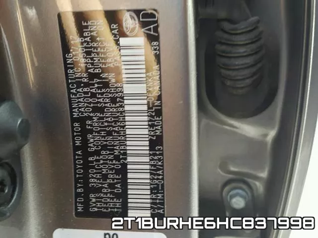 2T1BURHE6HC837998 фото 2