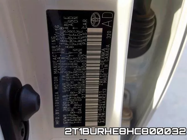 2T1BURHE8HC800032 фото 2