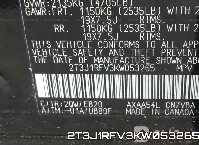2T3J1RFV3KW053265 фото 10