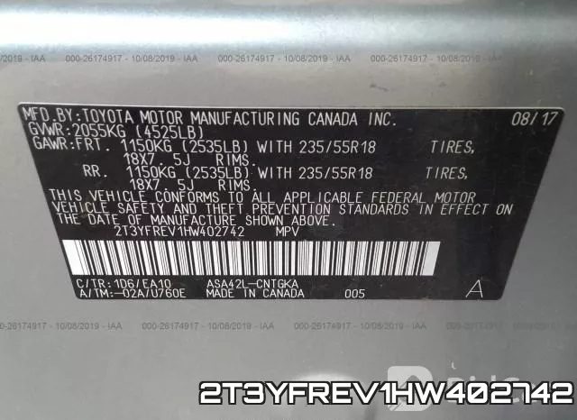 2T3YFREV1HW402742 фото 10