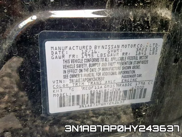 3N1AB7AP0HY243637 фото 2
