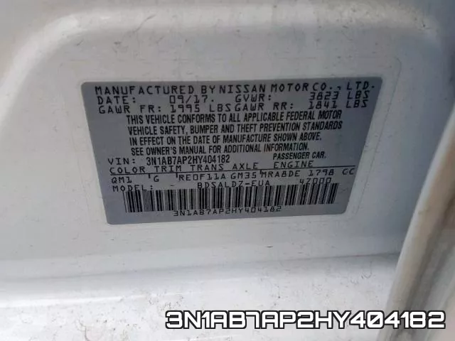 3N1AB7AP2HY404182 фото 2