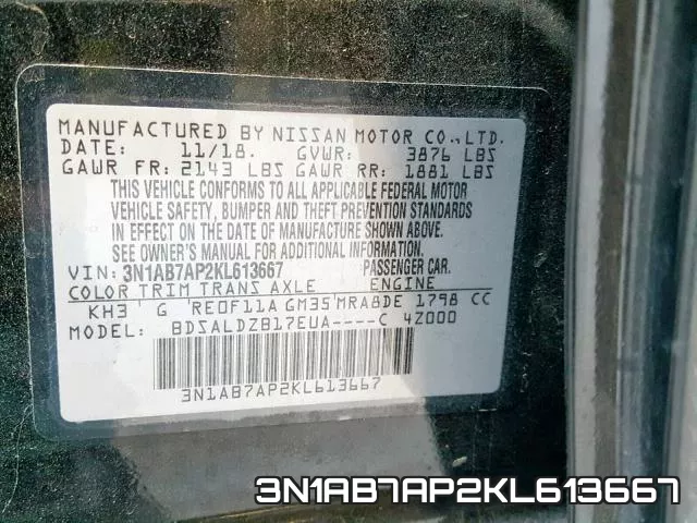 3N1AB7AP2KL613667 фото 2