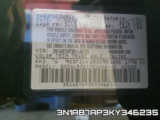 3N1AB7AP3KY346235 фото 2