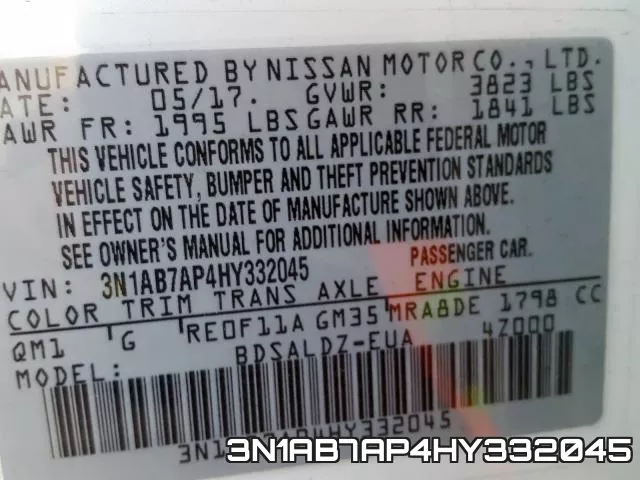 3N1AB7AP4HY332045 фото 2