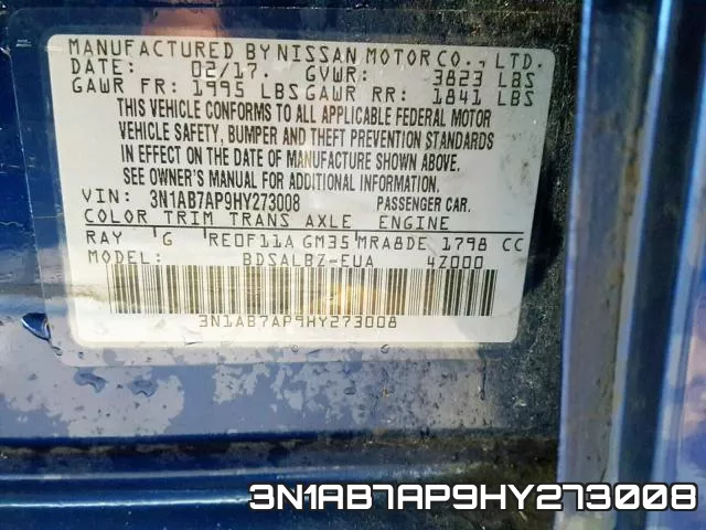3N1AB7AP9HY273008 фото 2