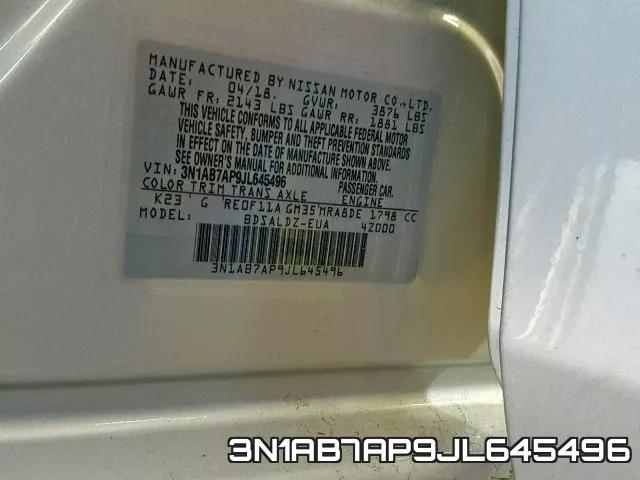 3N1AB7AP9JL645496 фото 2