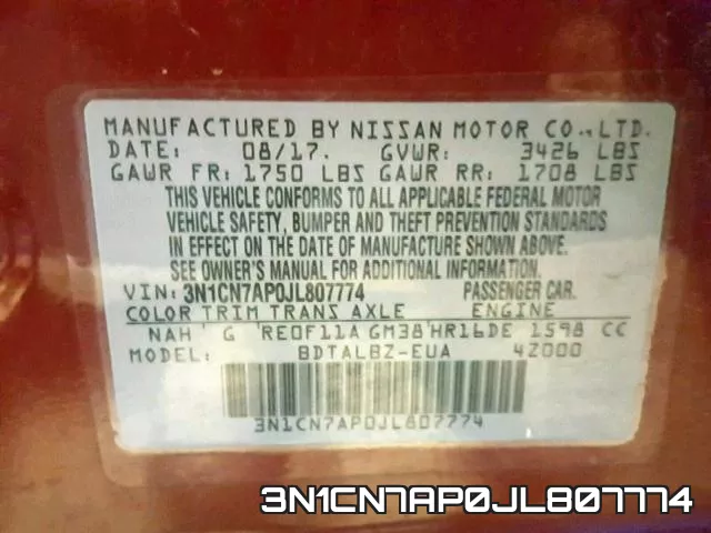 3N1CN7AP0JL807774 фото 2