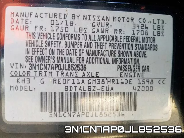 3N1CN7AP0JL852536 фото 2